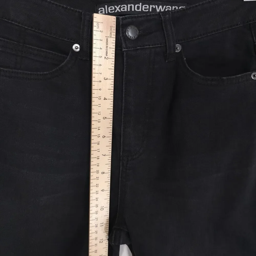 ALEXANDER WANG Jeans Bite High Rise Black Straight Leg Cotton USA Made Size 27